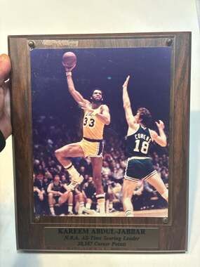 Kareem Abdul-Jabbar NBA All-Time Scoring Leader Commemorative Wood Plaque Photo